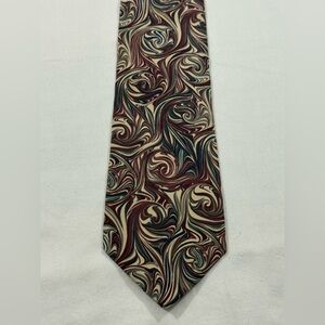 Studio 1409 Silk Tie Burgundy Blue Swirl Pattern Mens Classic Necktie